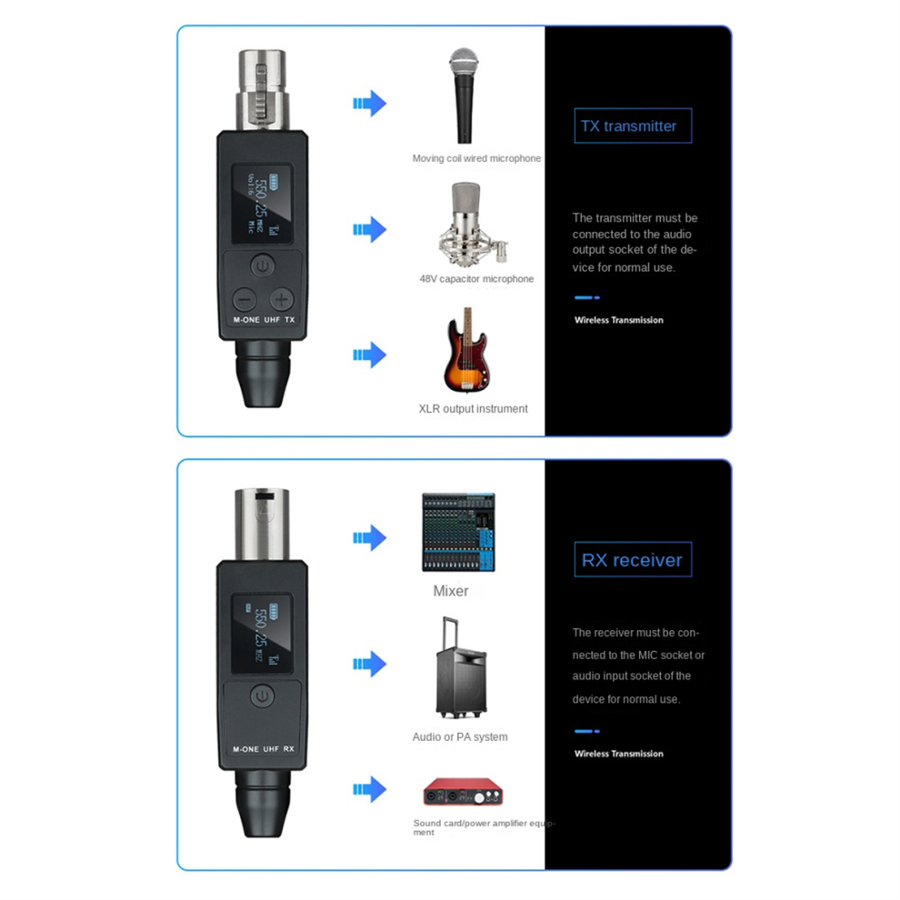 Uhf Wireless Microphone Converter Transmitter Receiver For Dynamic Guitar Adapter 4851672793891
