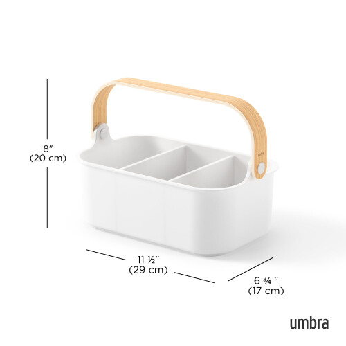 Umbra Umbra Bellwood Stackable Storage Bin  Multipurpose Caddy Organizer  11 x 7 in  White/Natural 2