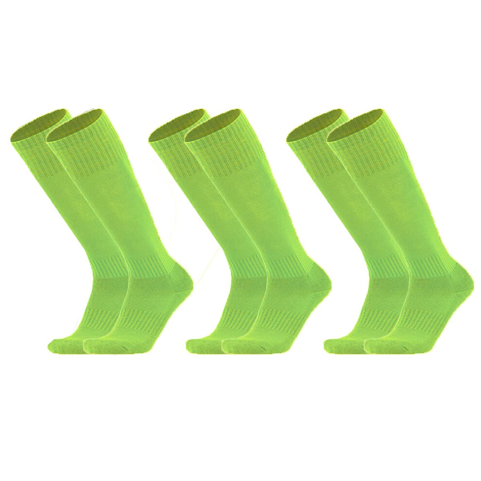 Unisex Athletic Knee High Breathable Compression Solid Tube Soccer Football Sport Socks 3/12 Pairs Neon Green-unisex 3 Pairs Large