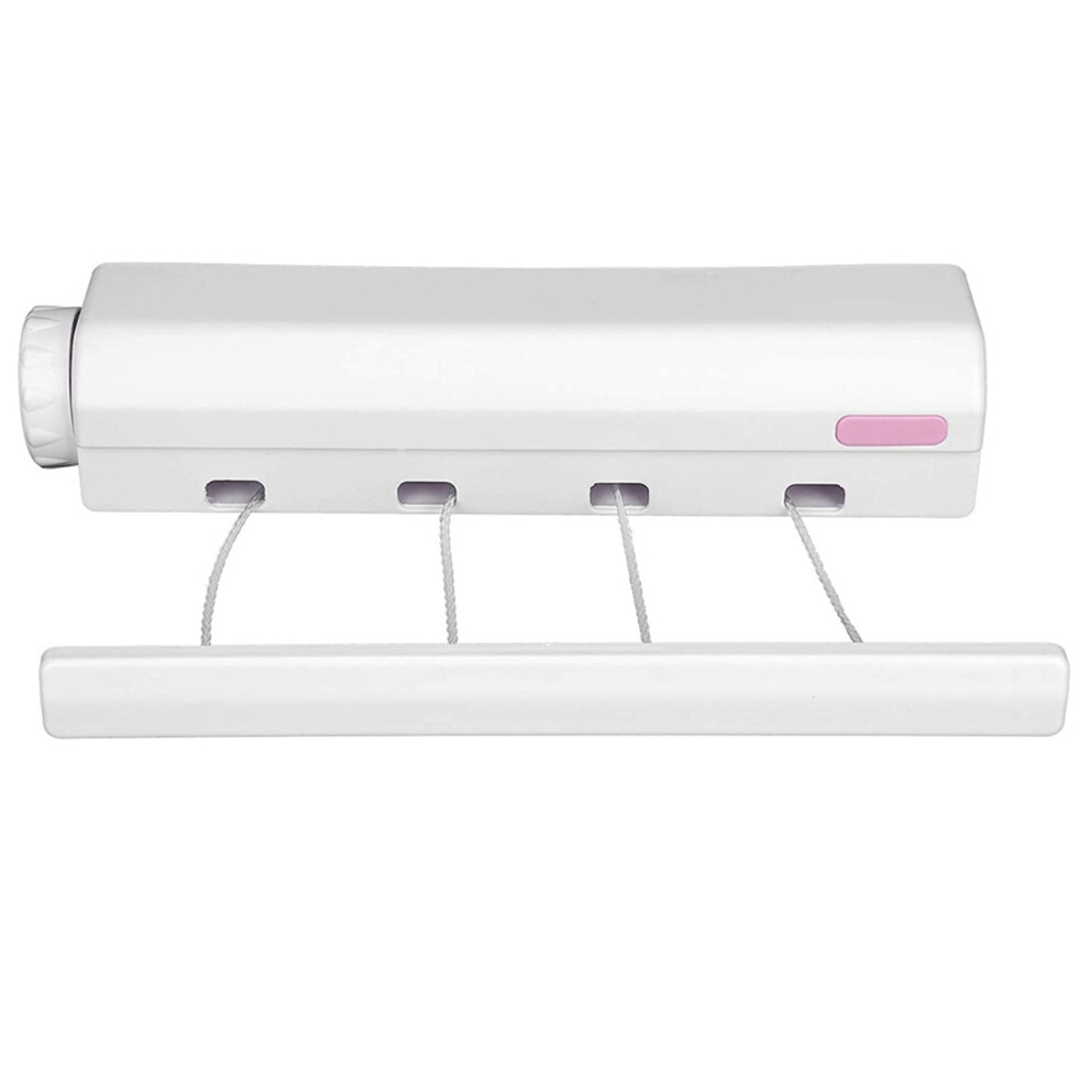 Étendoir à linge rétractable, télescopique, pour intérieur et extérieur, fixation murale, corde de séchage (4 lignes)