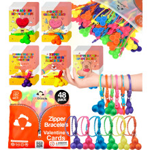UpBrands 48-pack Pop-It-ritsarmbanden met Valentijnsdagkaarten - Perfecte zintuiglijke cadeaus voor uitwisselingen in de klas en vreugdevolle momente