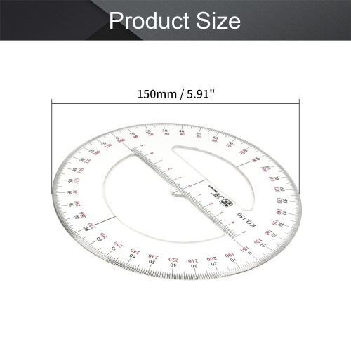 Utoolmart 360 Angle Measurement Tool 15cm / 5.9-inch Angle Measurement Tool Drafting Tools Circle Angle Measurement Tool Math Geometry 1 Pcs 1