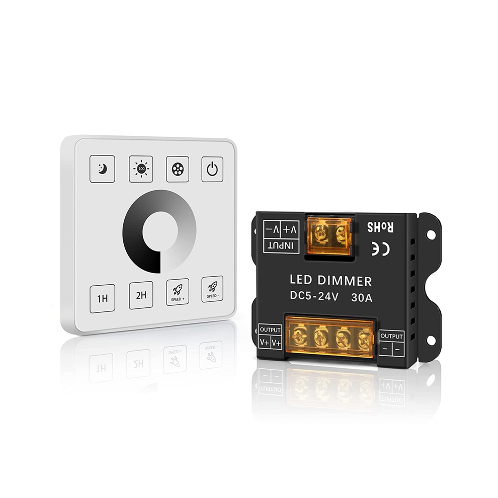 Rf Wireless Wall- Mounted Touch Panel Dimmer Control For Dc5-24V 30A Single Color Led Strip Lighting 4851672701469