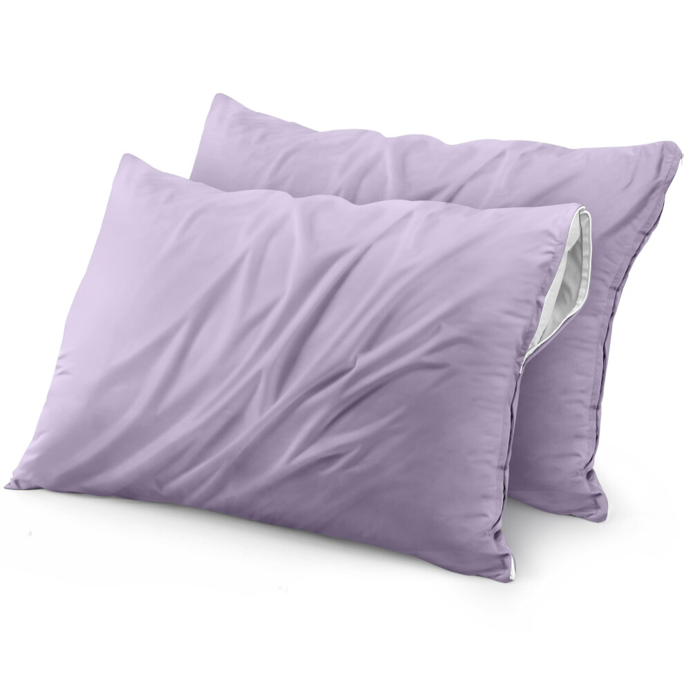 Copricuscino Impermeabile Utopia Bedding Con Cerniera (Confezione Da 2) Queen Lavender - Copricuscino Anti-Cimici Da Letto 20 X 28 Pollici