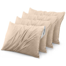 Utopia Bedding Waterproof Pillow Protector Zippered (4 Pack) Queen Beige - Bed Bug Proof Pillow Encasement 20 x 28 Inches
