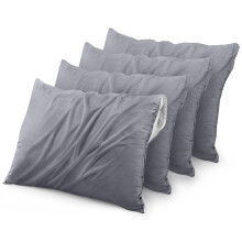 Utopia Bedding Waterproof Pillow Protector Zippered (4 Pack) Standard Grey- Bed Bug Proof Pillow Encasement 20 x 26 Inches