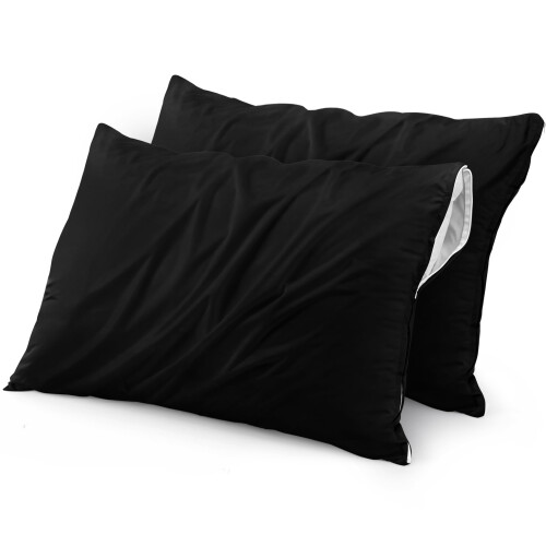 Utopia Bedding Waterdichte Kussenbeschermers Met Rits (2 Pack, Zwart) Standaardformaat