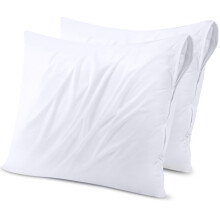 Utopia Bedding Waterproof Throw Pillow Protectors (No Pillow Inserts) with Zipper 20 x 20 Inches (2 Pack White) Bed Bug Proof Outdoor Bed Couch Deco