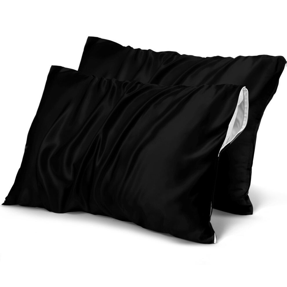 Copricuscino Impermeabile Con Cerniera Utopia Bedding (Confezione Da 2) King Black - Copricuscino Anti-Cimici Da Letto 20 X 38 Pollici