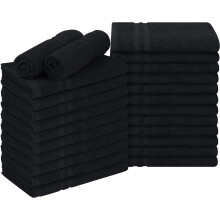 Serviettes d'utopie - serviette salon a l'epreuve de Javel Cotton (16x27 pouces) - serviette a main 100% coton a 100% coton (24 pack noir)
