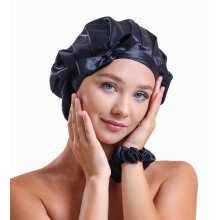 Gorro de seda morera V?nera 100 % pura de 22 momme - Gorro de seda para dormir con cintas ajustables - Gorro de seda de una capa para dormir (Una
