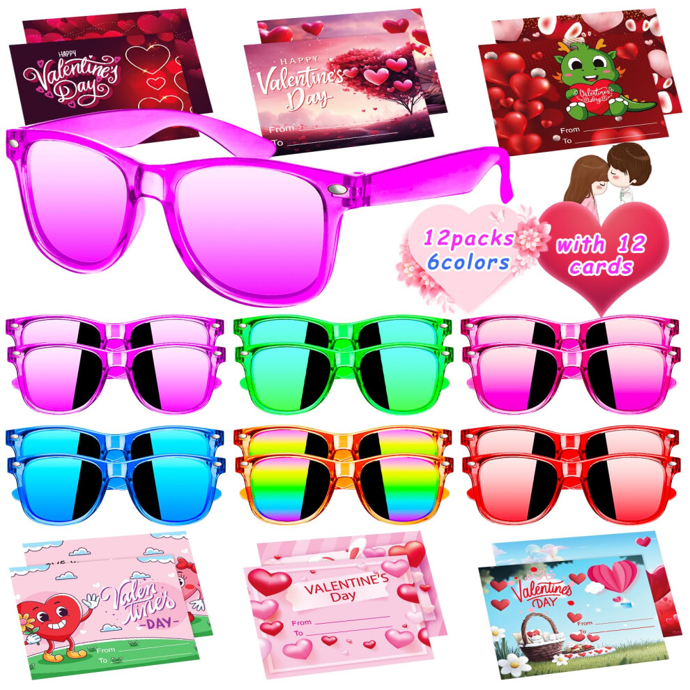 Jallgedk Valentine Cards For Kids Classroom With Kids Sunglasses Party Favors Kids Sunglasses Party Favor With Valentines Day Cards Party Gifts For Kids Clas