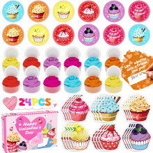 Alla hjärtans dag presenter för barn, 24-pack muffins slime kort för skolan