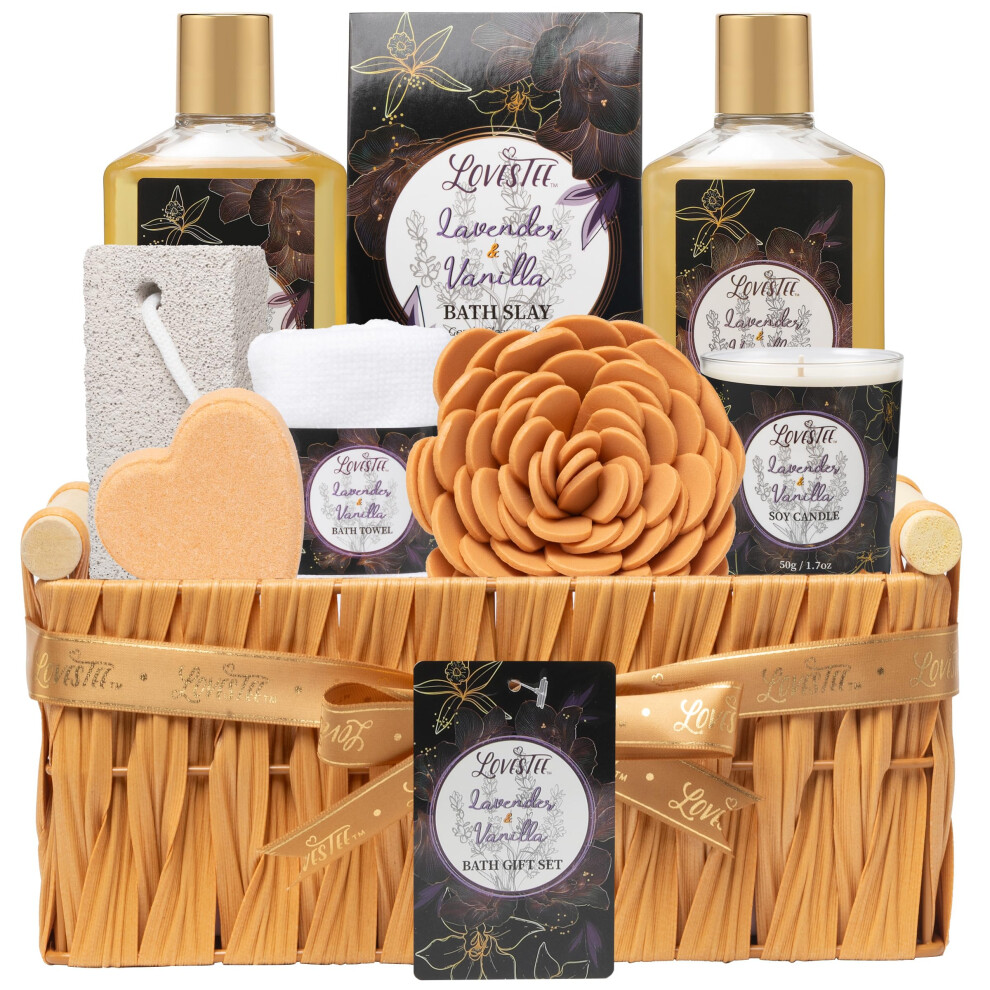Cestas De Regalo De Spa Para San Valent N Para Mujeres Regalos De Spa Para Mujeres Juego De Ba O Y Cuerpo De Lavanda Y Vainilla Incluye Gel De Du-image