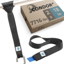 Valonic Condor Spanngurte mit weicher Schlaufe, robust, 2 Stck, 7716 lbs, 3,6 x 45,7 cm, doppelt genht, Schwarz fr Motorradlenker