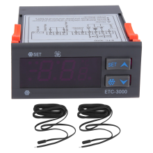 ETC-3000 Mini Controlador de Temperatura Refrigerador Termostato Regulador Termorregulador Sensor Duplo 220V 40% Off