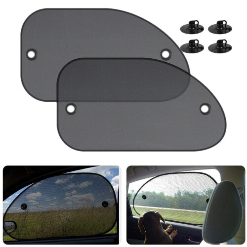 2Pcs Tamanho Universal 25,59X14,96 Polegadas Protetor Solar de Carro para Janela Lateral com Ventosas Bebês Crianças e Animais de Estimação 2