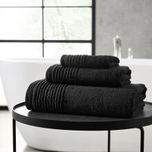 Vera Wang - Bath Towels Set Luxury Cotton Bathroom Decor Highly Absorbent & Medium Weight Oeko-Tex Certified (Sculpted Pleat Black 6 Piece)