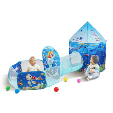 VEVOR 3 in 1 Kids Play Tent with Tunnel Basketball Hoop for Boys Girls Babies and Toddlers Indoor/Outdoor Pop Up Playhouse with Carrying Bag & Ban
