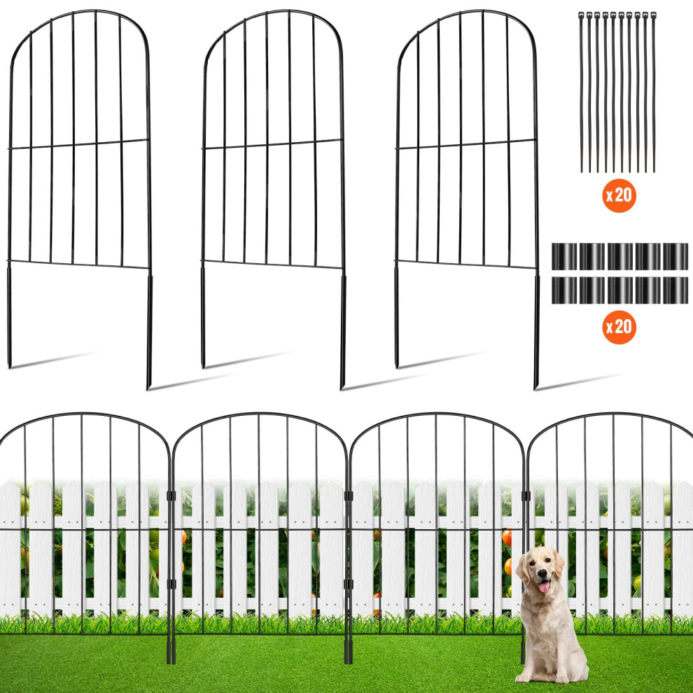 VEVOR Decorative Garden Fence 10 Pack  No Dig Fence 24in(H) x11ft(L) Animal Barrier Fence  Underground Garden Fencing with 2 inch Spike Spacing  Metal