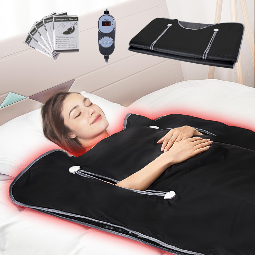 VEVOR Sauna Blanket  Compact Infrared Home Sauna with Oxford Fabric  Features Arm Openings & Carbon Fiber Warmers  Temp Settings 95-176?  Timer 5-60 M