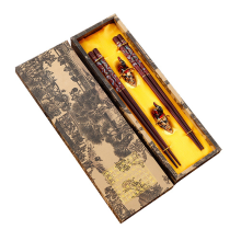 2 Pairs Chopstick Reusable Chinese Chopsticks with Holder, Traditional Stylish Gift,B