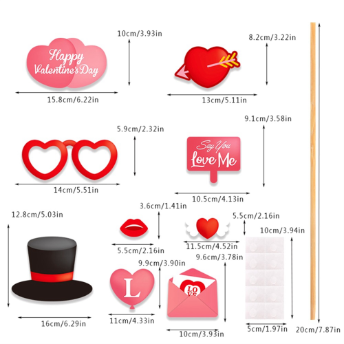 25 décorations de Saint-Valentin, accessoires de photomaton pour la Saint-Valentin 2