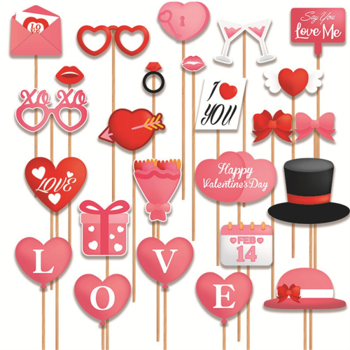 25 décorations de Saint-Valentin, accessoires de photomaton pour la Saint-Valentin 1