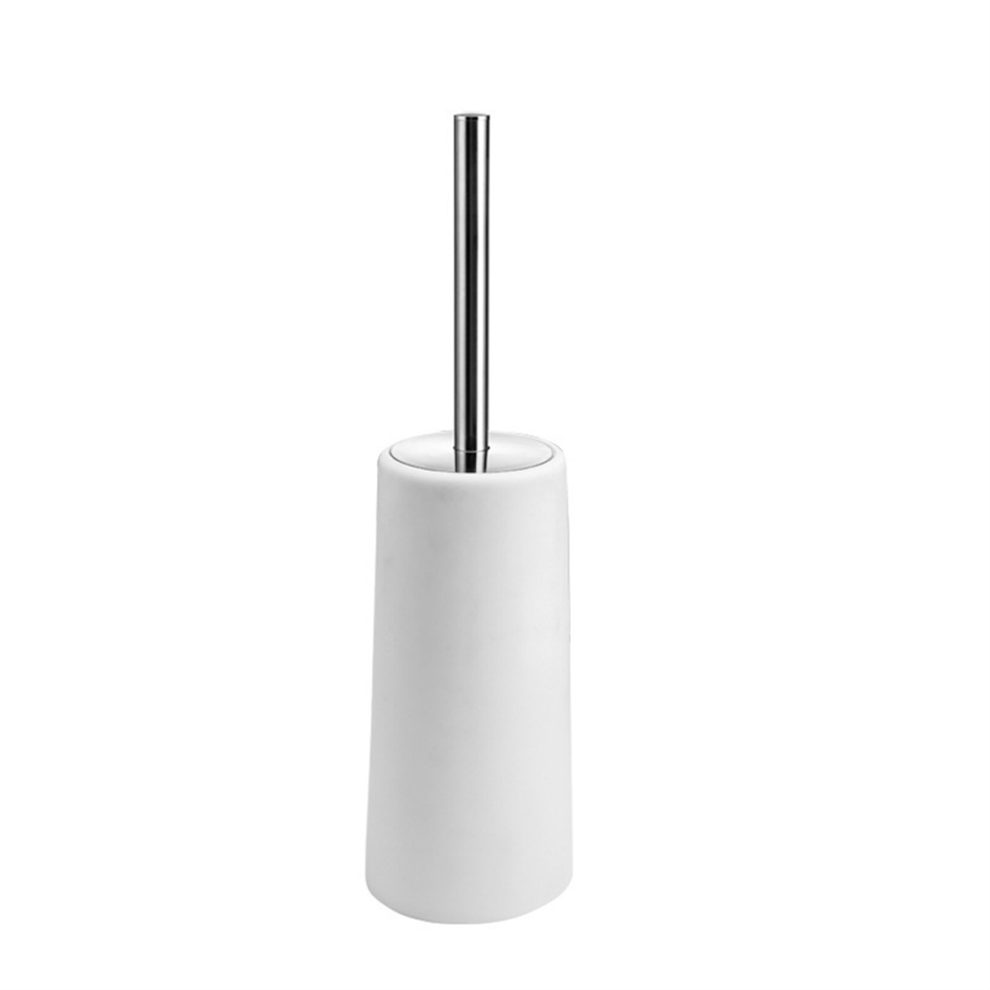 Brosse WC et support, lot de 2, avec long manche en acier inoxydable 304, cuvette blanche