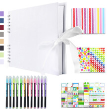 Vienrose Album Fotografico 80 Pagine, Album Fai da Te con Accessori, Libro Bianco Kraft per Matrimonio, Compleanno, Viaggio