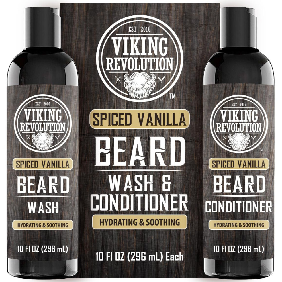 Viking Revolution Beard Wash And Beard Conditioner For Men With Argan Oil And Jojoba Oil - Beard Softener And Strengthener Beard Care Beard Shampoo An