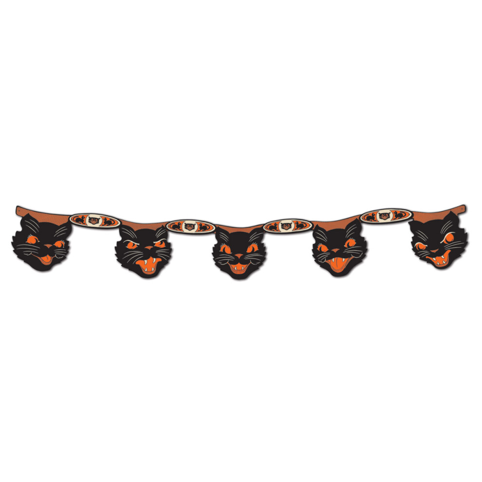 Beistle Co Vintage Halloween Jointed Cat Streamer