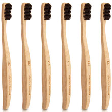 Cepillo de dientes de bamb virgen, ecol gico, natural y biodegradable, paquete de 6