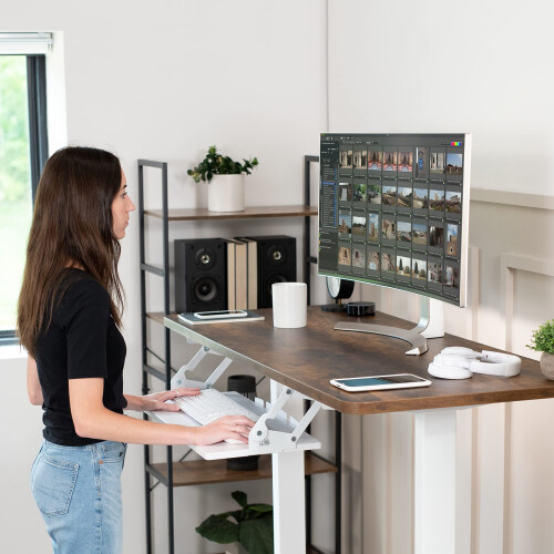 Vivo VIVO Grande Bandeja para Teclado e Rato 27 x 11 polegadas com Ajuste de Altura, 12 Configurações, Branco, M 1