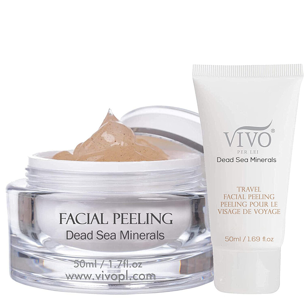 Vivo Per Lei Facial Peeling Gel - Contains Dead Sea Minerals and Nut Shell Powder - Gentle Face Exfoliator Scrub and Blackhead Remover - Peel Your Ski