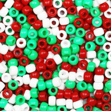 VOOMOLOVE 1000 PCS (red White and Green) Pony Beads Bracelet Beads Beads for Hair Braids Beads for Crafts Plastic Beads Hair Beads for Braid