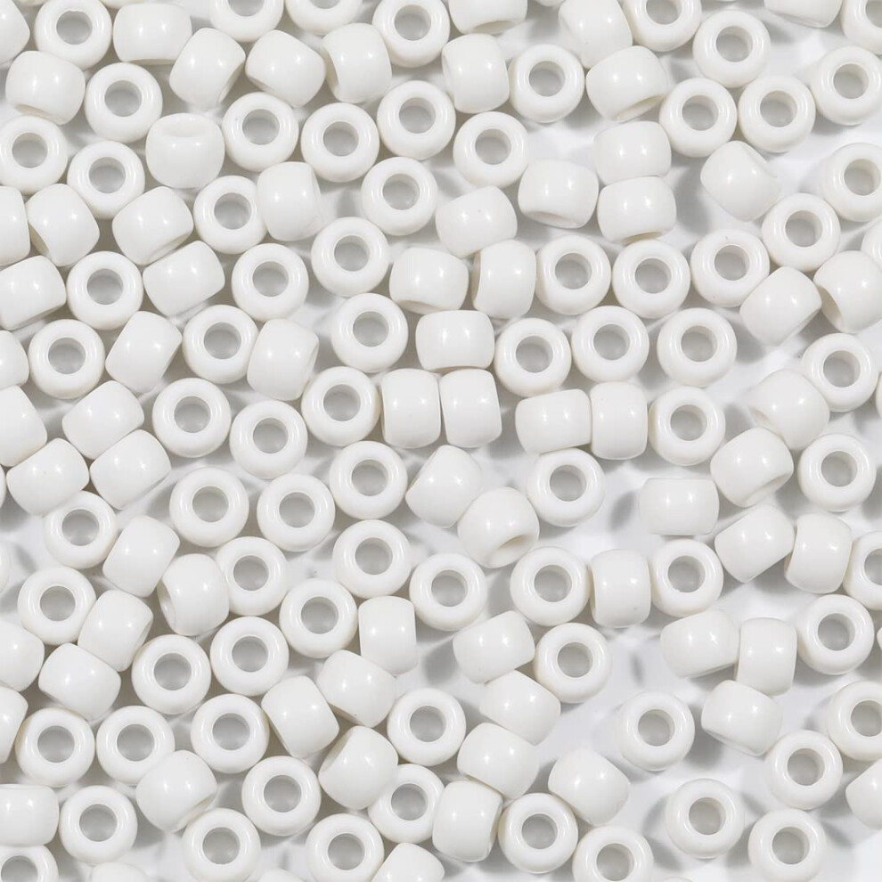 Voomolove Lot De 1 000 Perles Blanches Pour Tresses, En Plastique, 6 X 9 Mm (Blanches)-image