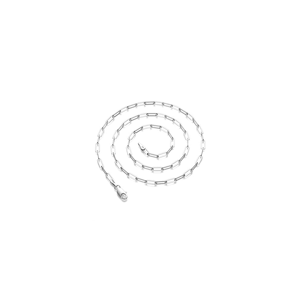 Waitsoul 925 Sterling Silver Paperclip Lobster Clasp Chain 5mm Necklace for Women Men Diamond Cut Silver Necklace Chain 16-30 Inches(22)