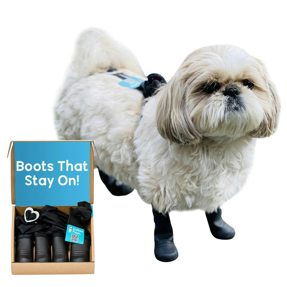 Walkee Paws New Deluxe Easy-On  Dog Suspender Boot Leggings  Waterproof Booties for Small Dogs and Medium Sized Dogs  Protect Paws from Rain  Snow  Sl