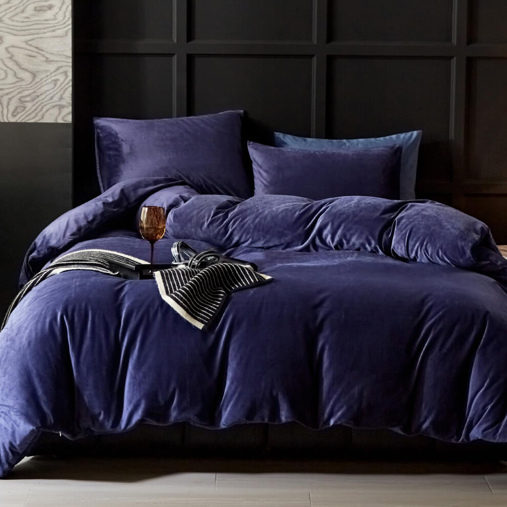 Warmdern Housse de couette en velours violet Queen Size, parure de lit 3 pi   ces en flanelle, ultra douce, luxueuse, textur   e, moderne, en velours