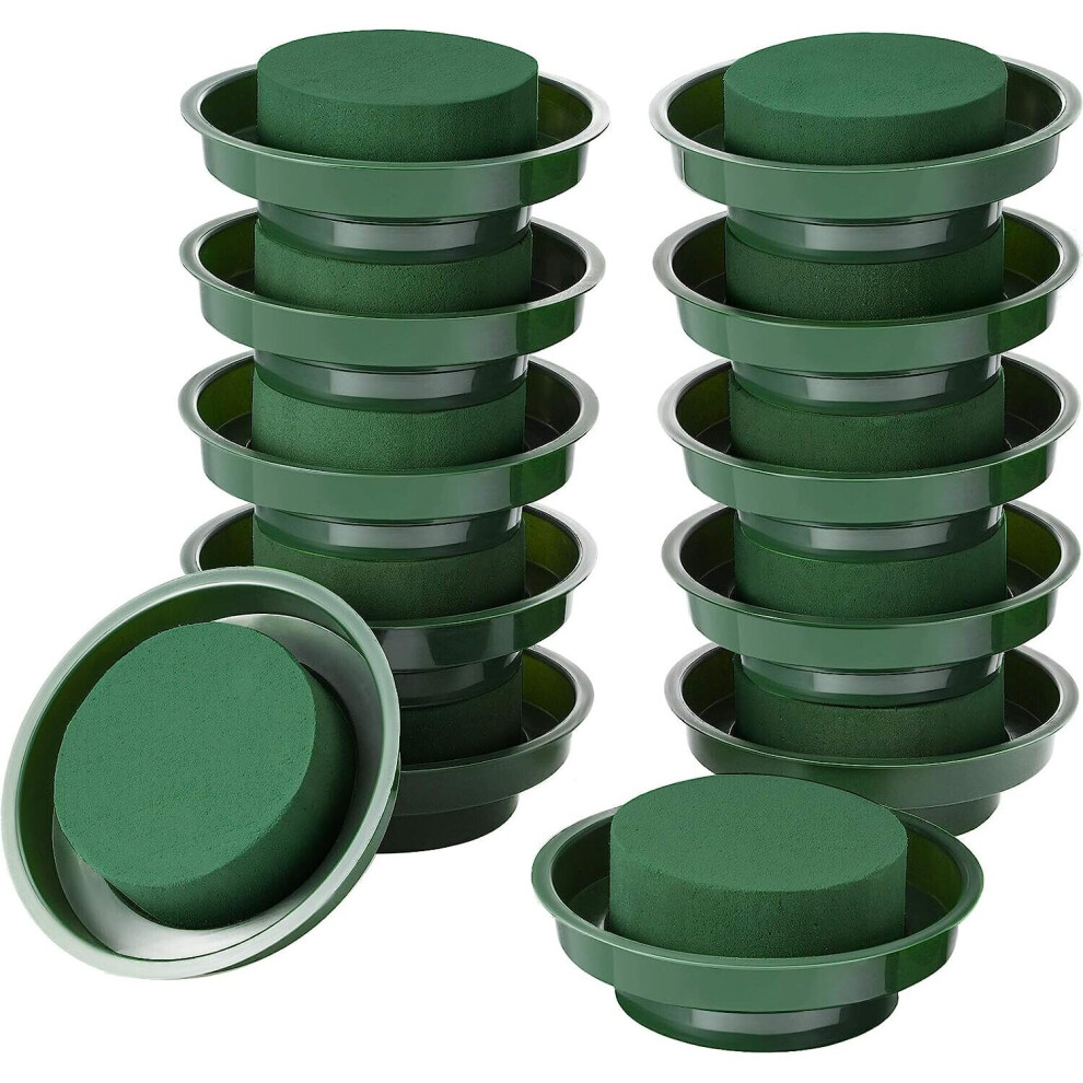 DIY Floral Foam Flower Arrangement Kit Green Round Wet Foam, Wedding Aisle Flowers, Party Decoration (Flower Foam with Bowl, 12pcs)