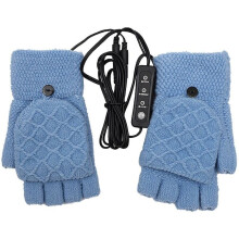 Double Sided Heated Fingerless Gloves Heating Knitted Winter Usb Heated Gloves Typing Mitten For Women Men