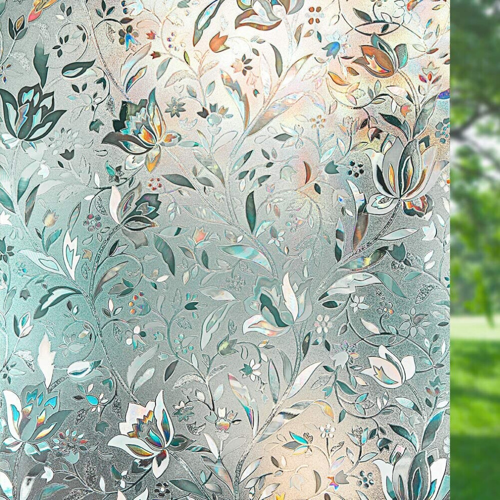 Privacy Window Film, Self-Adhesive, Opaque,Decorative, Stained Glass Film, Window Cover (90 X 200 Cm)