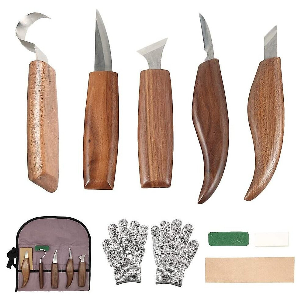 10pcs Carbon Steel Wood Carving Tools Wood Carving Tool Set With Hook Knife Professional Carving Knife Wood Engraving Tools For Woodworking