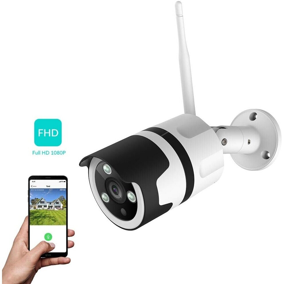 Outdoor Surveillance Camera 1080P FHD WiFi IP Camera Compatible with Alexa, IP66 Waterproof Dustproof, Night Vision IP Camera, Wi-FI