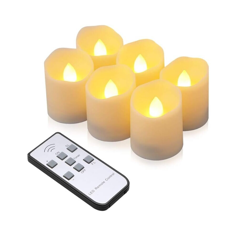 LED Candles 6 Flameless Tea Light Candles with Remote Control, Timer Function, Dimmer, Electric Candle for Christmas, Party, Birthday (Warm White