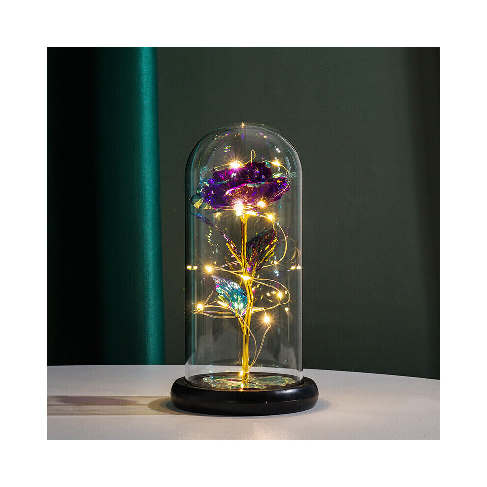 Eternal Rose in a Glass Dome with LED Lights - Romantic Gift for Valentine's Day, Anniversary, Mother's Day, Christmas & More