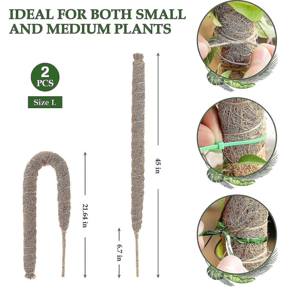 Moss Pole, Moss Pole For Plants Monstera, 2pcs 45'' Bendable Monstera Moss Pole, Moss Poles For Climbing Plants, Plant Stakes For Indoor Plants, Coco