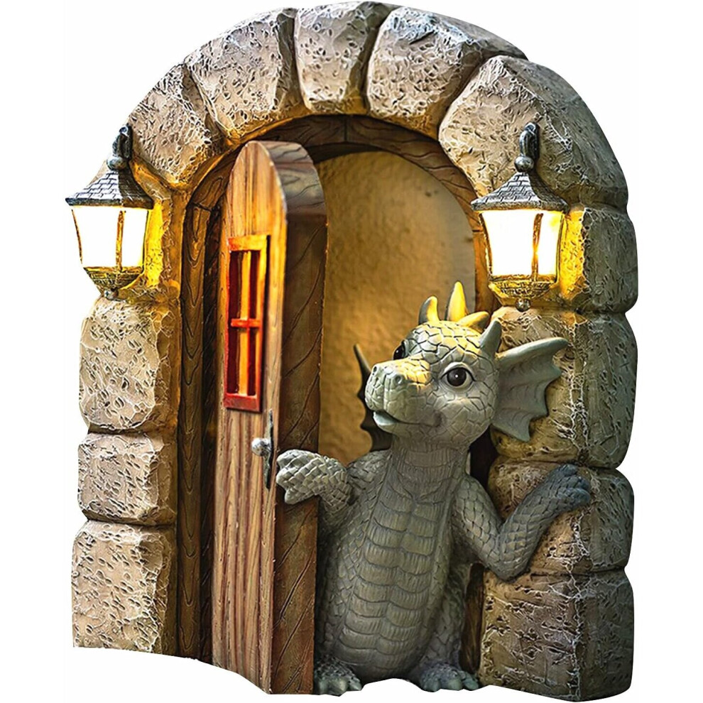 Yard Dragon Sculpture Wall Decor Beautiful Resin Garden Dragon Small Meditating Dragon In Front Of The Window Art Figurines Patio Yard Decor