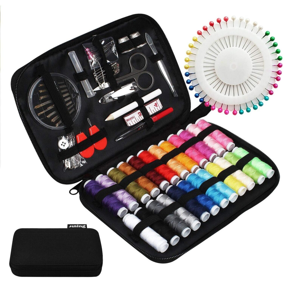 Complete Sewing Kit with Box, 130 pcs Premium Sewing Accessories, Sewing Set for Travel Family Home - Applicable to Work and Emergency